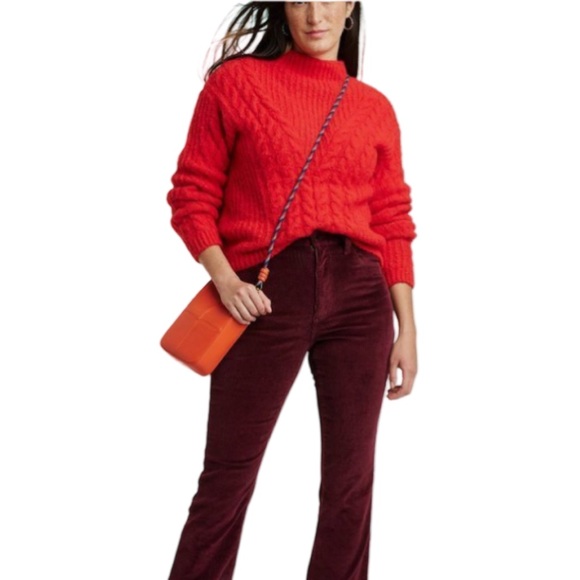 Red cable knit mock turtle neck sweater by Universal Thread. - Picture 2 of 8